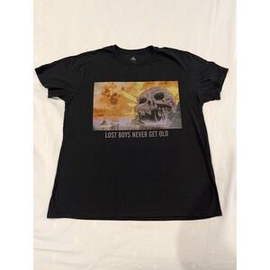Disney Peter Pan Skull Rock Lost Boys Never Get Old Graphic Tee Black 2XL